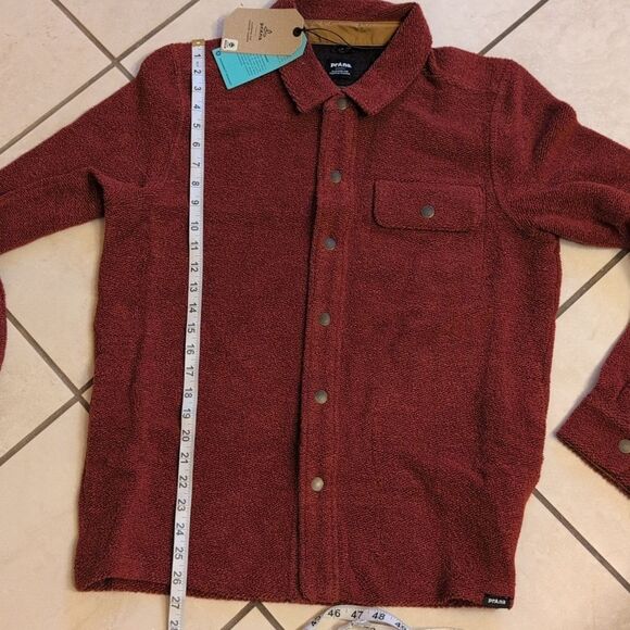 NWT Prana IncrediWool Overshirt Rust Heather Dark Red Size M - Picture 7 of 11